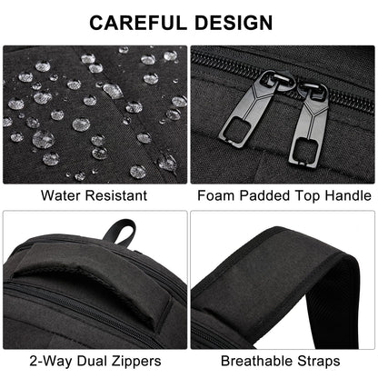 Liokesa Black Laptop Backpack for Men, School Backpacks for Teen Boys, Lightweight Backpack Personal Item Bag, 15.6 Inch Water Resistant College Bookbag Computer Bag