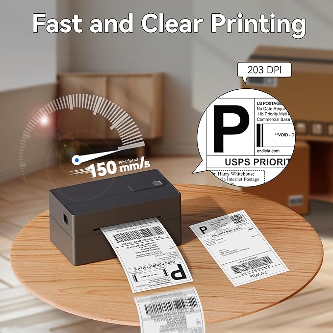 PeriPage Bluetooth Thermal Shipping Label Printer,Wireless 4x6 Shipping Label Printer for Shipping Packages,Support iPhone iPad Android Windows & Mac,Used for Amazon, Ebay,Shopify, Etsy, USPS.