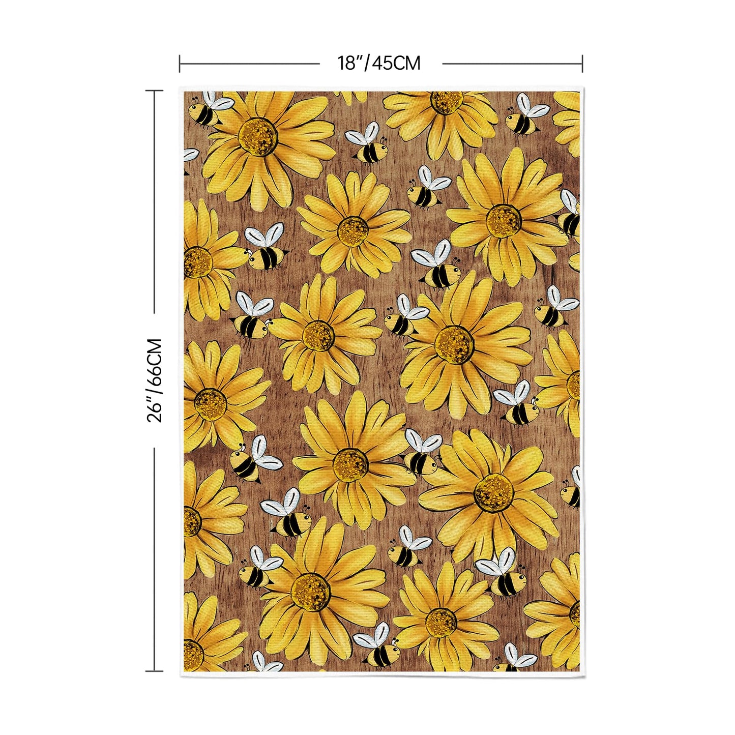TAJWE Summer Kitchen Towels 18x26 Inch Set of 2 Wood Sunflower Bee Dish Towels Farmhouse Seasonal Holiday Decorative Hand Cloth for Kitchen Bathroom Decorations