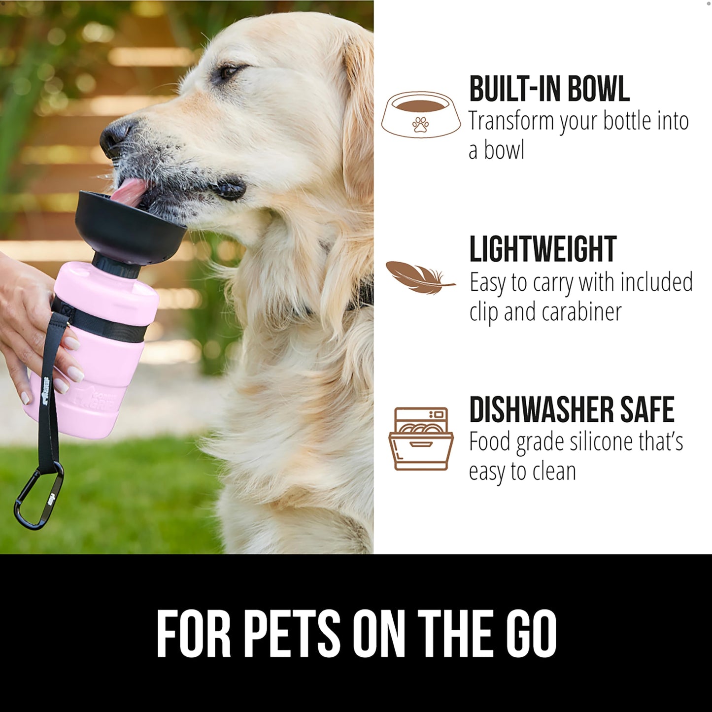 GORILLA GRIP Dog Water Bottle, Portable Water Bowl Dispenser for Dogs, 20 oz Leak Proof Pet Travel Squeeze Bottles, Food Grade Silicone, to Go Puppy Essentials, Hiking Camping Trip Accessories, Black