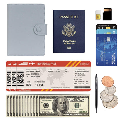WASON Leather Passport Cover Wallet - Travel Passport Holder with RFID, Card Slots, Cash Pocket, Coin Purse, Tracker Slot, Boarding Pass and Ticket Organizer for Men and Women (Purple)