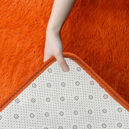 Lifup Soft Fluffy Round Area Rug, Cozy Plush Shaggy Circle Carpet for Living Room Bedroom Home Décor Orange 4.6 Feet