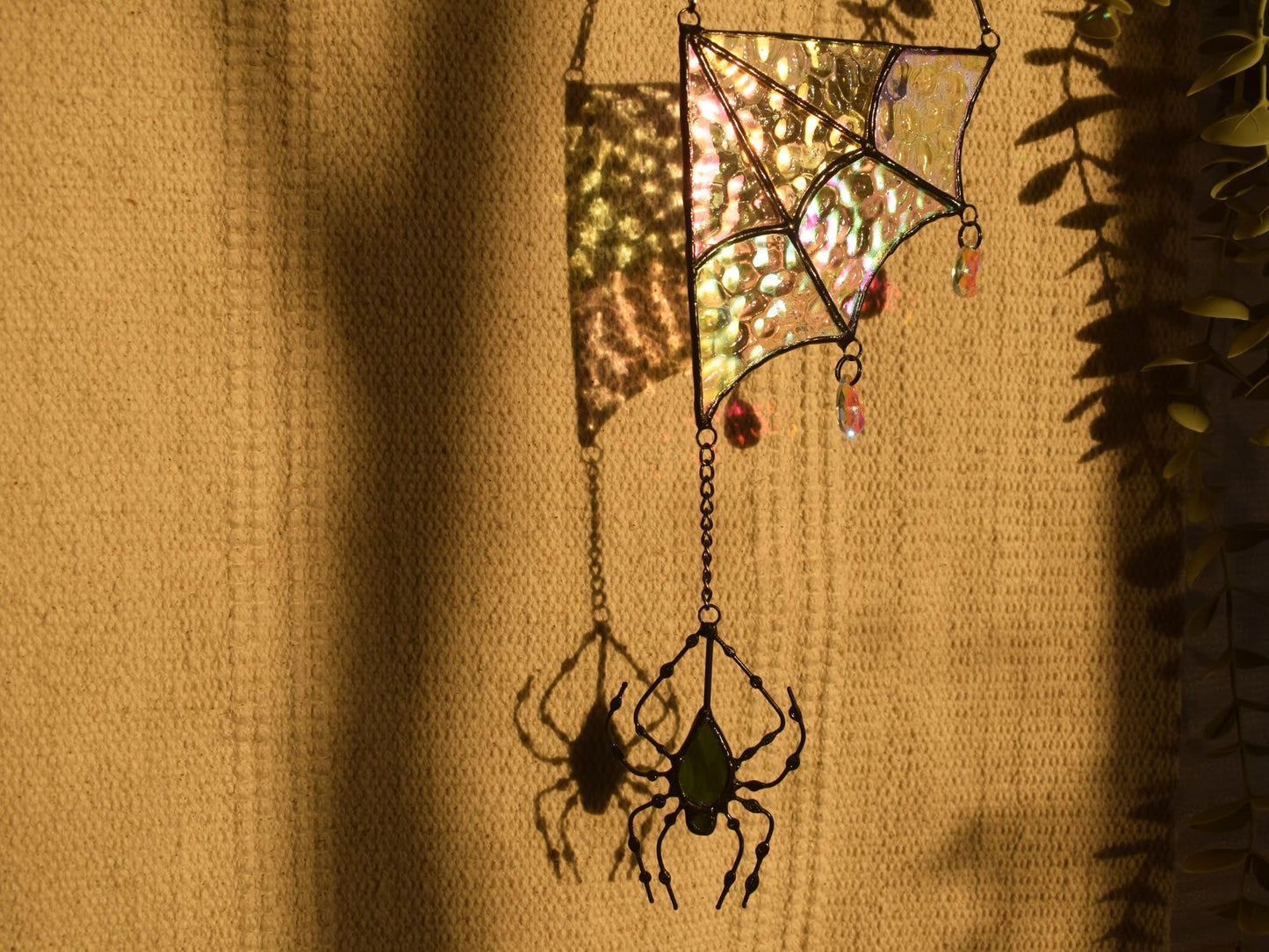Velasyart Stained Glass Spider Web Suncatcher - Gothic Window Suncatcher Decor