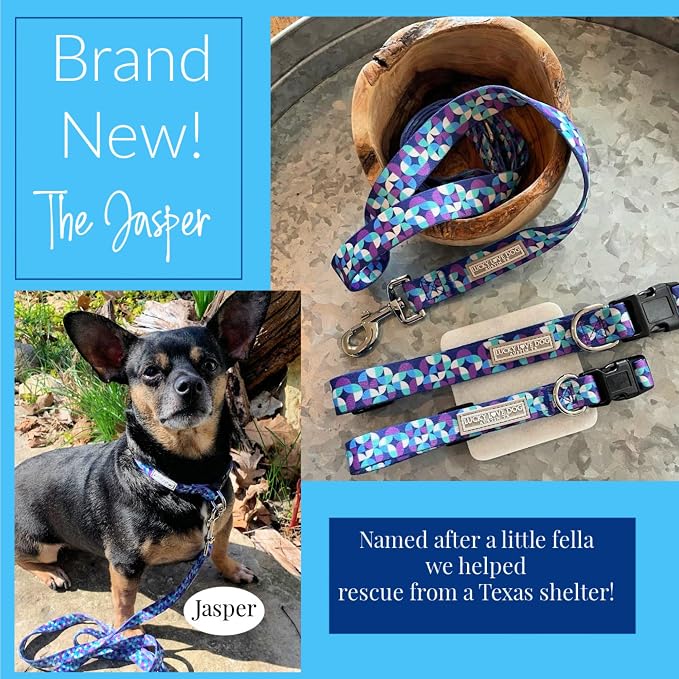 Lucky Love Dog - Adjustable Dog Collar and Leash Set with Easy Click Buckle for Small Dogs, Durable, & Comfortable Collar for Male & Female Dogs, Puppies & Adult Ones - Jasper Combo, XS