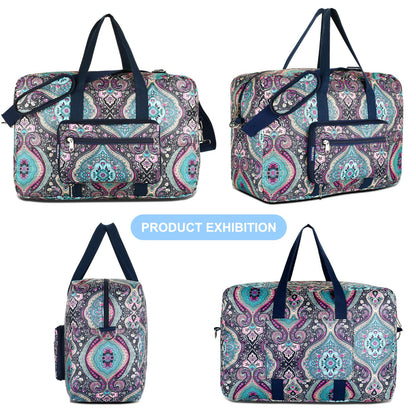 F.FETIVIN Weekender Carry On Bag Travel Duffle Medium Overnight Bag for Women(Green Floral)