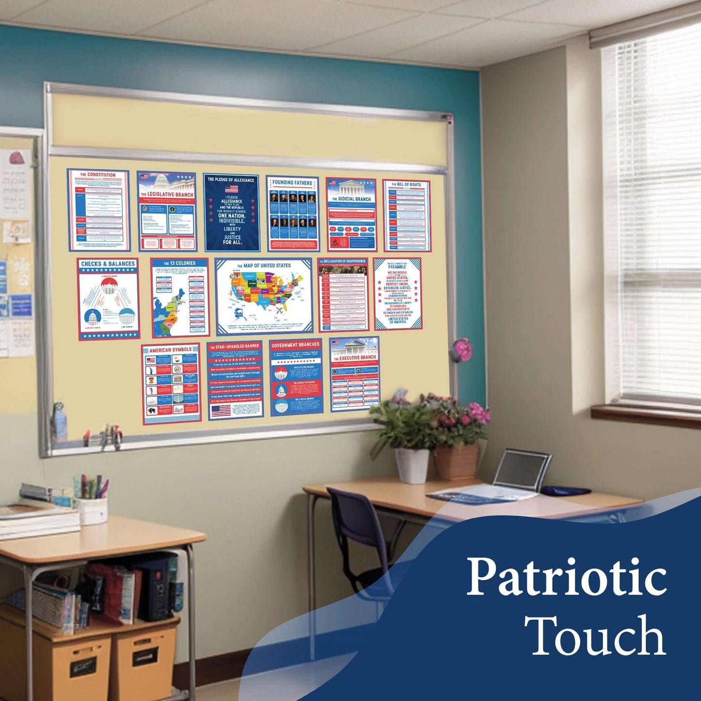 Wallbuddy US Government Educational Classroom Posters Set of 15 | Unframed Government Structure Civics & History Decor | American Teacher Must Have Classroom Essentials High School (12x16)