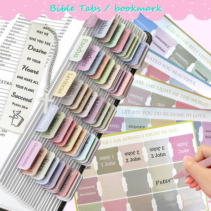 47PCs Bible Journaling Kit BIble Study Supplies for Women Girl,Bible Class Essentials with Large Pen Case,Journal Notebook,No-bleed Highlighters and Pens,Bible Tabs Bookmark,Translucent Sticky Notes