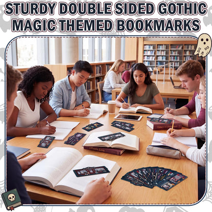 Gersoniel 200 Pcs Halloween Gothic Bookmarks Dark Retro Magic Spooky Haunted Shop Paper Bookmarks with Pumpkin Ghost Witchy for Book Lovers Dark Academia Reading Markers Halloween Party Favors Gifts