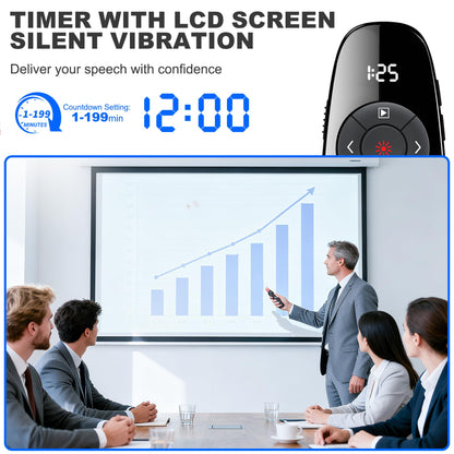 DinoFire Presentation Clicker with Countdown Timer, USB A & USB C Rechargeable Wireless Presenter Powerpoint Remote for Teachers, Office, Classroom, Conference