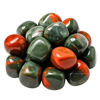Amazing Gemstone African Bloodstone Crystals and Healing Stones Tumbled - 1 oz African Bloodstone Stone, Healing Stones for Energy Balance, Premium Polished Gems Rocks for Meditation and Wellness