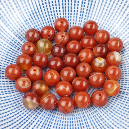 MJDCB Natural Red Striped Agate Beads Round Loose Beads for Jewelry Making DIY Bracelet Necklace (8mm)