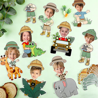 60pcs Jungle Safari Theme DIY Cutouts Jungle Animals Bulletin Board Decoration Set Forest Adventure Paper Cut-Outs Classroom Decor for Boy Girl DIY Photo Craft Kindergarten School Wall Door Supplies