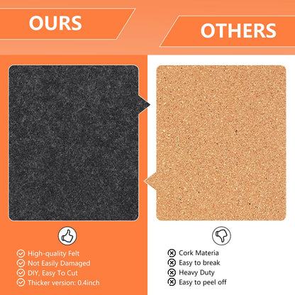 8 Packs Hexagon Felt Pin Board, 12" Bulletin Board with 30 Push Pins, Felt Board for Home Kitchen Office Decor, Self-Adhesive Corkboard Tiles for Walls School Message Photos Memos-Orange