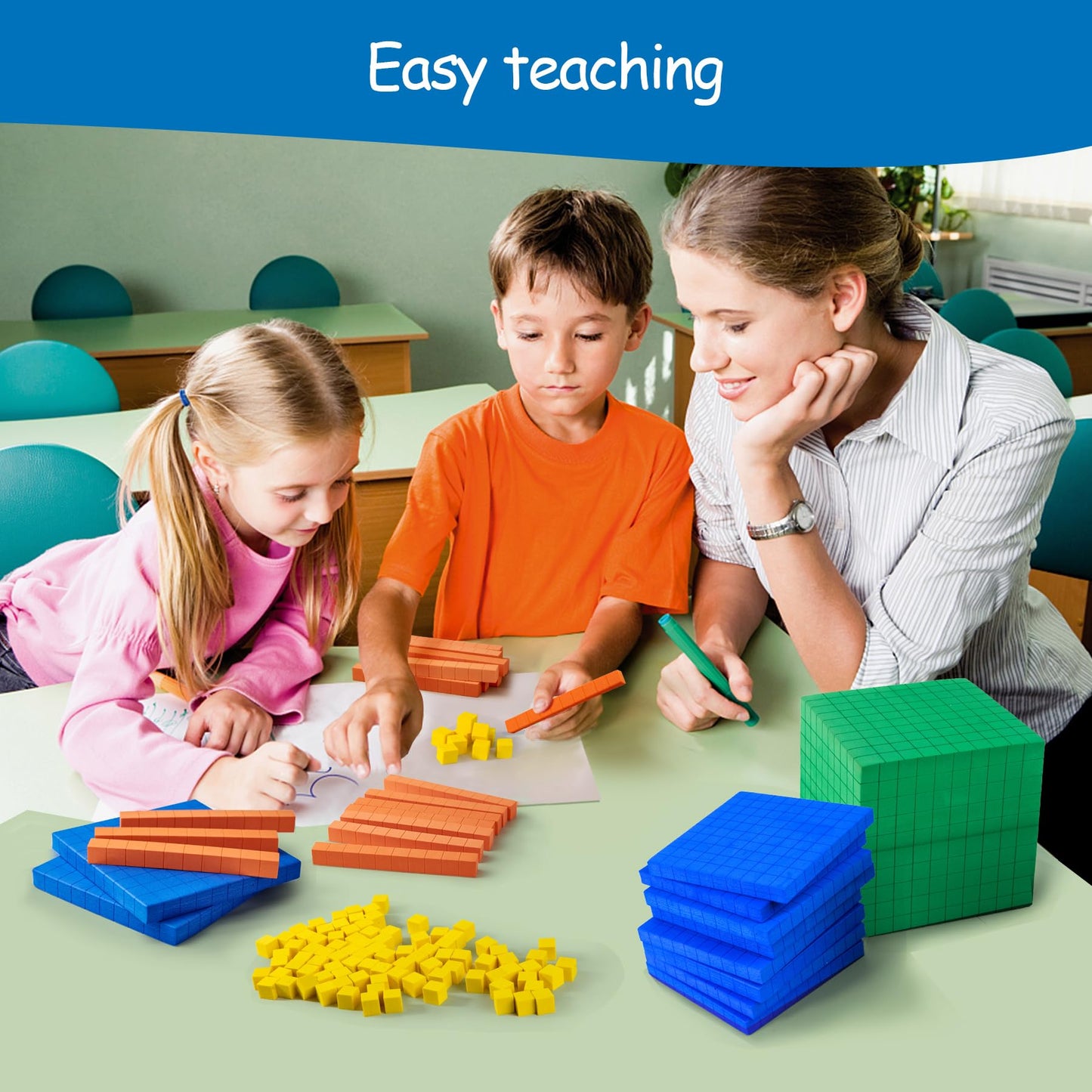 stochastic box Foam Base Ten Set for Math 131 PCS Place Value Blocks,Counting Cubes for Kids Math,Base 10 Math Manipulatives for Early Counting Math Toy in School Home