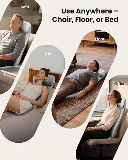COMFIER Shiatsu Back Massager with Heat, Deep Tissue Kneading Chair Massager with Vibration, 2D/3D Shiatsu Massage Seat Cushion, Full Back Massage Chair Pad