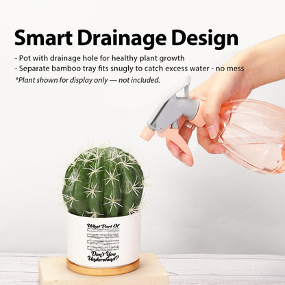 What Part of Don’t You Understand Music Teacher Musicians Gifts Ceramic Succulent Plant Pot with Bamboo Tray Round Pianist Choir Director Sheet Music Home Decor Plant Lover 3.5 Inch White (No Plants)