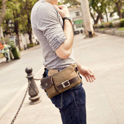 BAOSHA YB-01 Vintage Men's Waist Bag Sports Waist Pack Bum Bag Security Money Waist Day Pack Pouch Hip Belt Bag Bumbag Coffee
