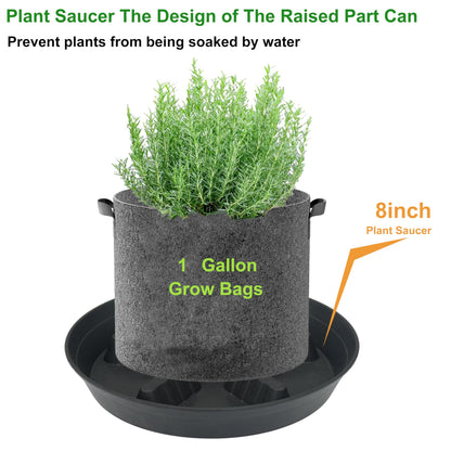 Feyvdzv 4 Pack Plant Saucer 8 inch, 10 12 14 17 inch, Plant Stand Plastic Plant Saucers for Indoors Outdoor, Heavy Duty Flower Planter Drip Trays for Pots, Pot Saucers for Plants, Grow Bags Saucers