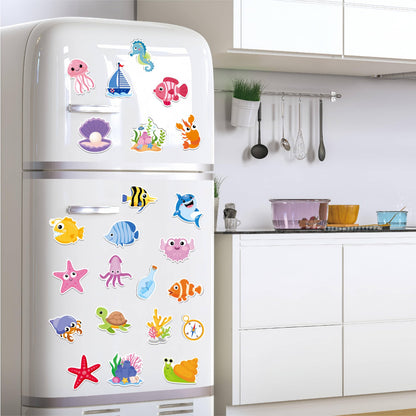 Fecheche Large Size Cute Fridge Magnets for Toddlers, Preschool Spelling Learning Education Refrigerador Magnetic Toy (Ocean 47pcs)