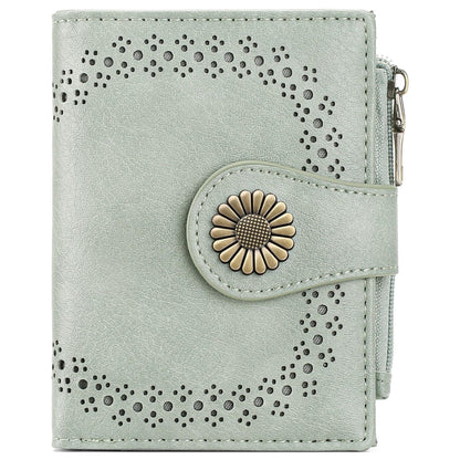 SENDEFN Small Wallets for Women Bifold RFID Blocking Leather Card Holder Compact Wallet with Zipper Coin Pocket
