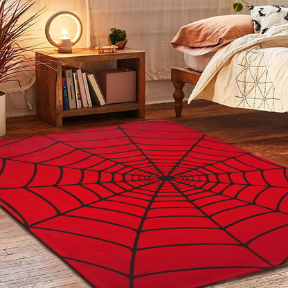 Red Spider Web Area Rug, 5x7 Indoor Area Rugs Washable Rugs for Living Room Carpet, Farmhouse Non Slip Carpet for for Bedroom Laundry Room Kitchen Non Slip Soft Low-Pile