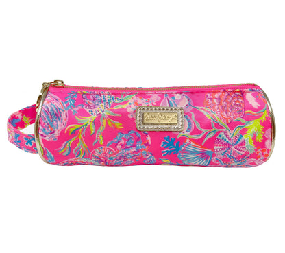 Lilly Pulitzer Cute Pencil Case, Colorful Zipper Pouch for Office Supplies, Small Travel Bag with Carrying Handle, Shell Me Something Good
