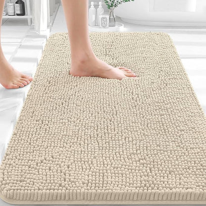 OLANLY Bathroom Rugs 36x24, Extra Soft Absorbent Chenille Bath Rugs, Rubber Backing Quick Dry, Machine Washable Bath Mats for Bathroom Floor, Tub and Shower, Home Decor Accessories, Sand