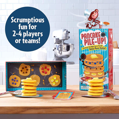 Educational Insights Pancake Pile-Up - Relay Race Games for Kids, Gross Motor Preschool Games for 4 Year Olds, Birthday Party Activities, Matching and Patterning Toddler Game