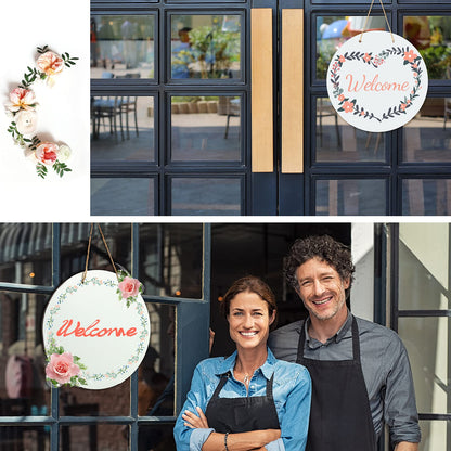 Jetec Sublimation 12 Inch DIY Door Decor Sublimation Blank Wooden Hanger Welcome Wreaths Circle Unfinished Blank Sign Door Hanger Ornament Blanks Decorative Sign, Garden, Yard