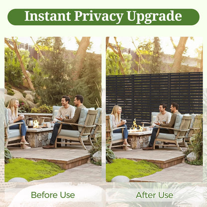 Trygoal Privacy Screen Outdoor Privacy Panel with Stand, 60" Hx35 W HDPE Decorative Freestanding Privacy Fence with Louver Pattern 5 Panels, Patio Divider Screen, Privacy Screens for Outside,Balcony