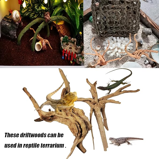 Tfwadmx Aquarium Driftwood Natural Wood 4''-7'' Reptile Branch Fish Tank Tree Plant Stump Ornament Decor 4 PCS