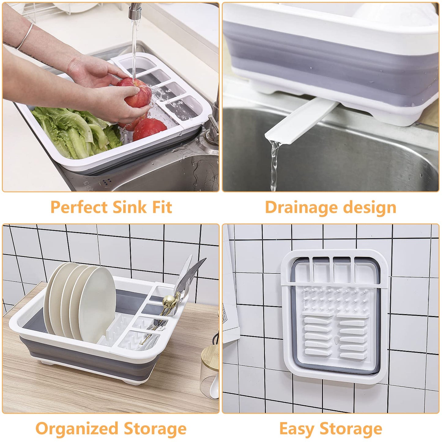 Collapsible Dish Drainer with Drain Plug & Swivel Spout - Space-Saving, Portable Dish Rack for Kitchens, RVs, Campers & Travel Trailers