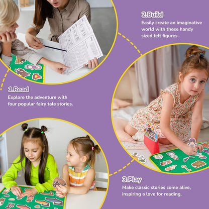 CHEFAN 12 Pack Felt Board Stories Set,Fairy-Tales Flannel Board Stories with a Foldable Board for Preschool Activities,Included Three Little Pigs,Little Red Riding Hood and The Mitten