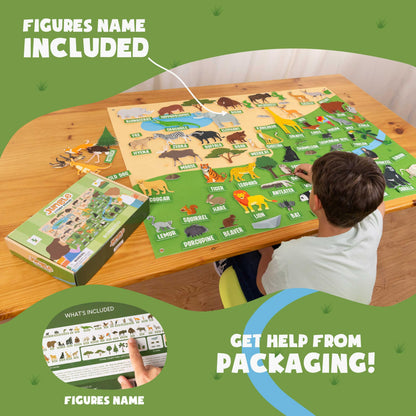 BONNYCO Felt Board for Toddlers with 116 Jungle Animals Figures. Montessori and Sensory Toys, Birthday Gifts for Kids 3-8 Years Old. Educational Games Learning Activities Christmas