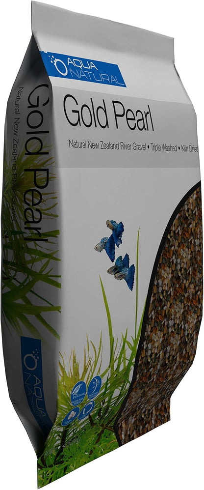Aqua Natural Gold Pearl 10lb Gravel Substrate for Aquariums, terrariums and vivariums, 2-4mm