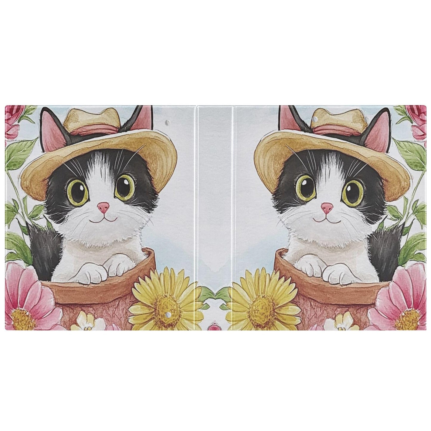 Cat Round Ring Binders 1.5 Inch Sunflower 3 Ring Clipboard Binder for Office School Work Supplies File Folder Document 200 Sheet Capacity Easy Open