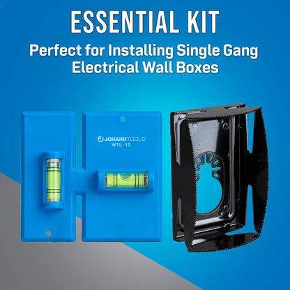Jonard Tools EBW-412 Electrical Box Cutting Kit, Single Gang with Wall Template Leveler & Electrical Box Cutter Attachment