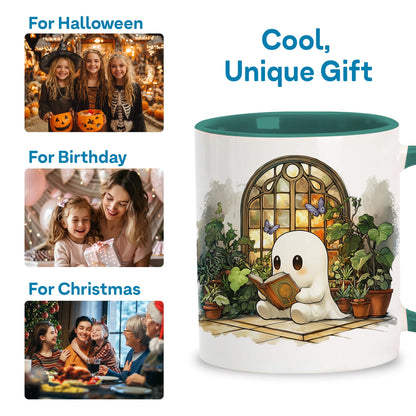 Hyturtle Cute Ghost Reading Mug Gifts for Readers on Birthday, Halloween