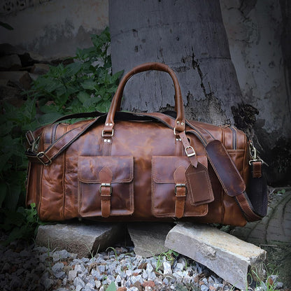 Large duffel bags for men holdall leather travel bag overnight gym sports weekend bag 32 Inch