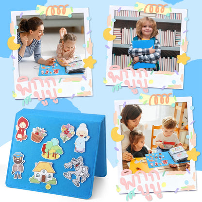 Windkream 16 Pack Felt Board Story Sets Flannel Felt Story Board Pieces with a Multi Functional Pieces Storage Binder and 16 Pcs Pocket for Activities Time(Fairy Stories)