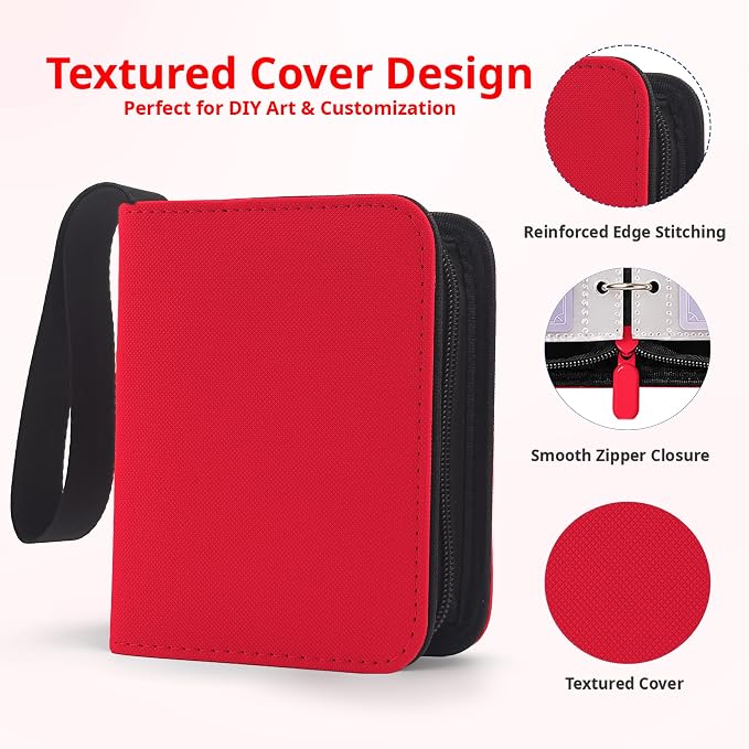 1 Pocket Card Binder with Zipper, 100 Pockets Mini Trading Card Album, Premium PU Leather Single Card Binder, Small Display Folder for TCG & Sports Cards