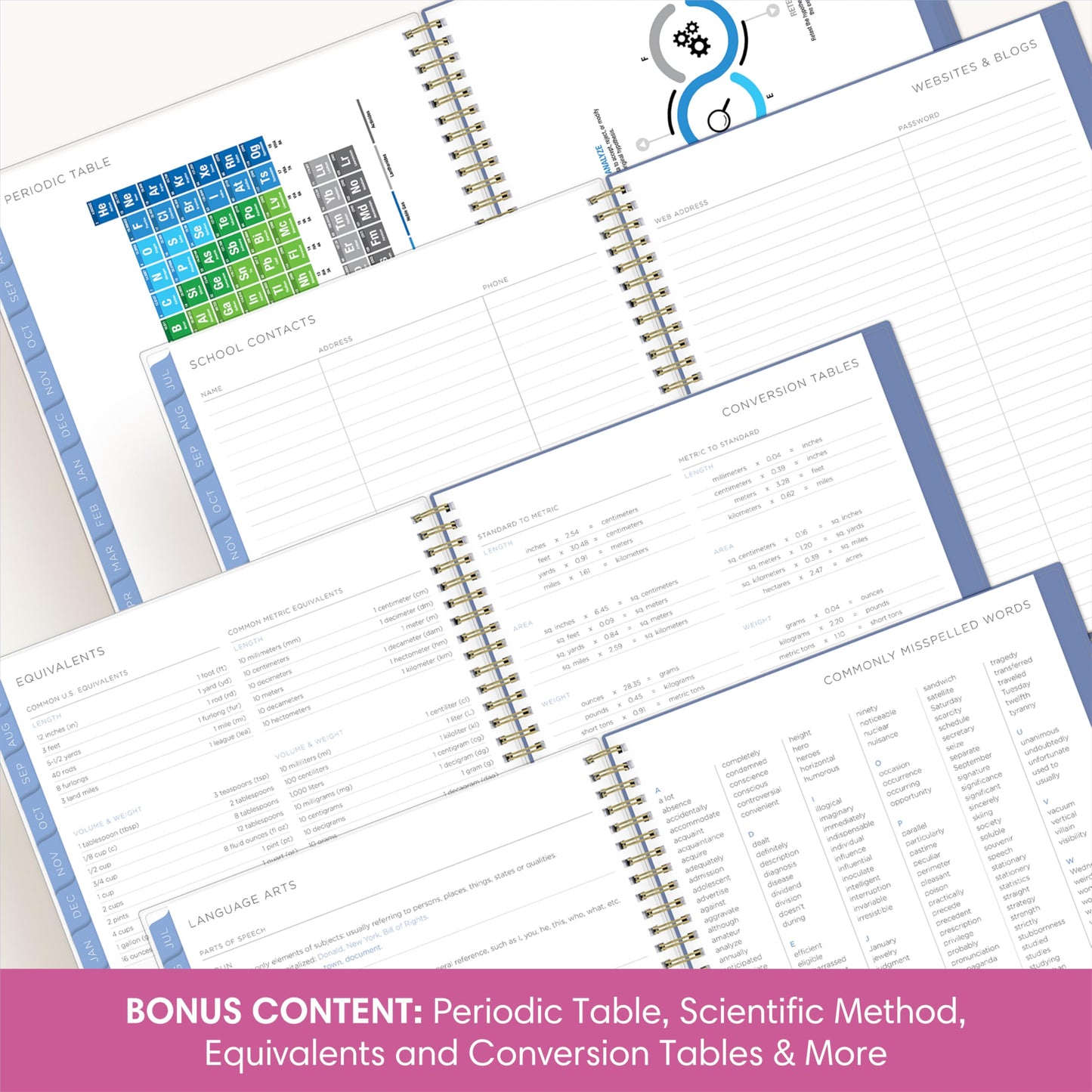 Blue Sky Kelly Ventura 2026-2027 Weekly and Monthly Academic Year Student Planning Calendar, July 2026 - June 2027, 8.5" x 11", Flexible Cover, Wirebound, Laminated Tabs, Storage Pocket, Magnetic & Snap In Book Marks, Includes Stickers, Blooming
