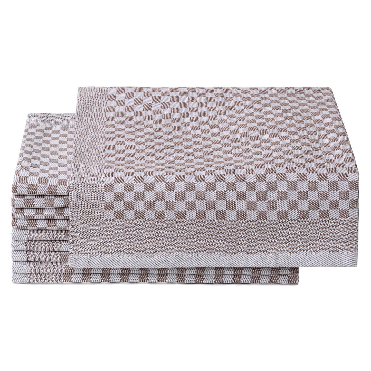 YEUZLI 6-Pack Cotton Kitchen Towels - 18 x 27.5 Inch Large Dish Cloths - Checkerboard Design Flat Weave Tea Towels - Highly Absorbent, Lint Free, Non-Shrink & Durable Commercial Grade