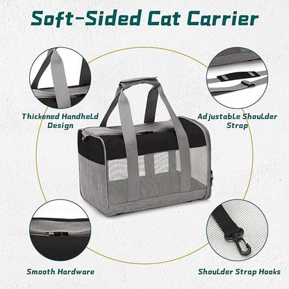 PINVNBY Bunny Carrier for Travel Camping Outdoor, Small Pet Carrier, Guinea Pig Carrier, Breathable Pet Portable Hand Bag for Hamster Rabbit Guinea Pig（Black & Gray）