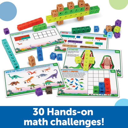 Learning Resources MathLink Cubes Kindergarten Math Activity Set: Dino Time! - Math Manipulatives for Elementary School, Kindergarten Toys, Counting Blocks for Classroom Centers and Homeschool