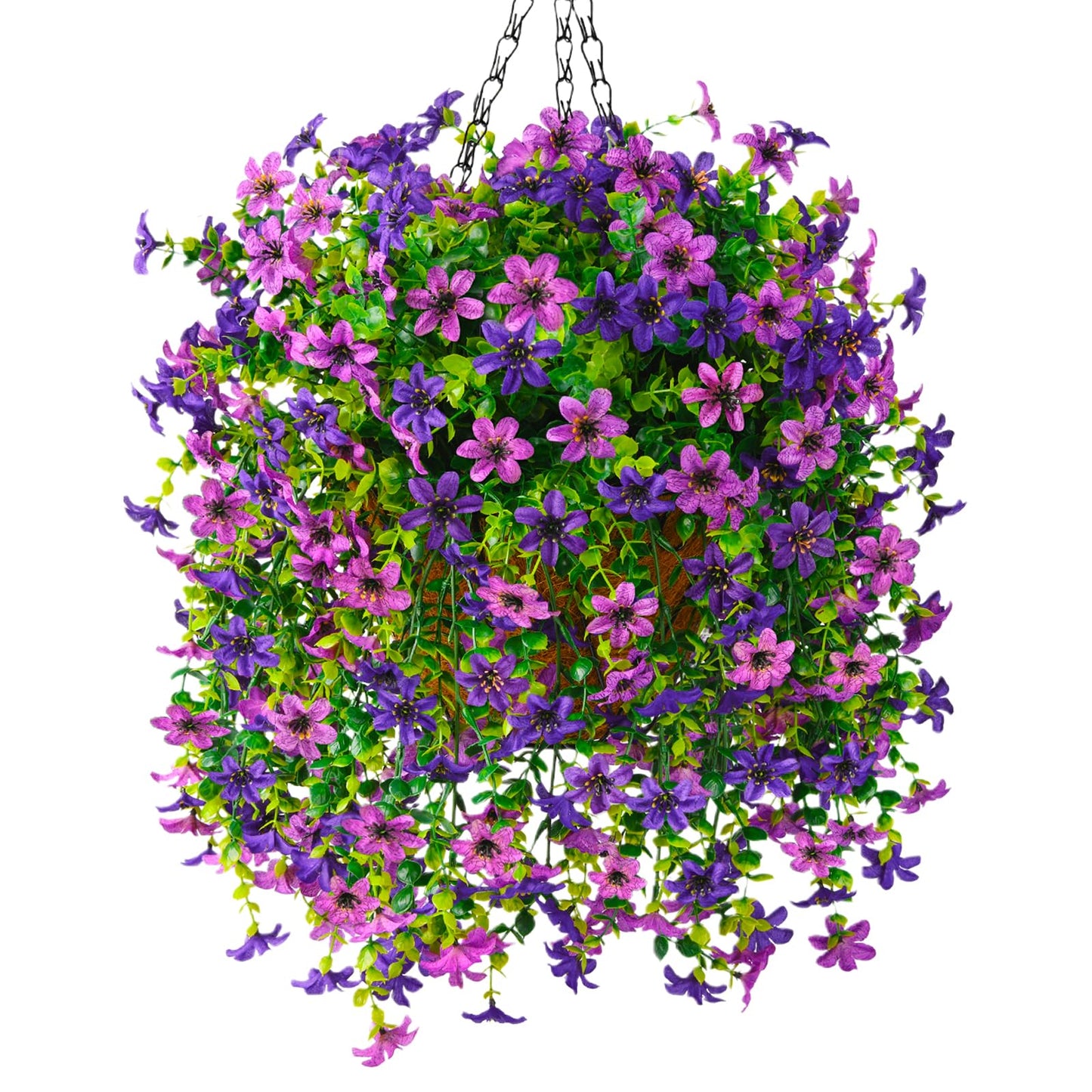 INQCMY Artificial Faux Hanging Flowers Plants Basket for Outdoor Outside Spring Summer Decoration,UV Resistant Fake Silk Daisy in Planter Resistant Look Real for Home Porch Balcony Patio Yard Decor
