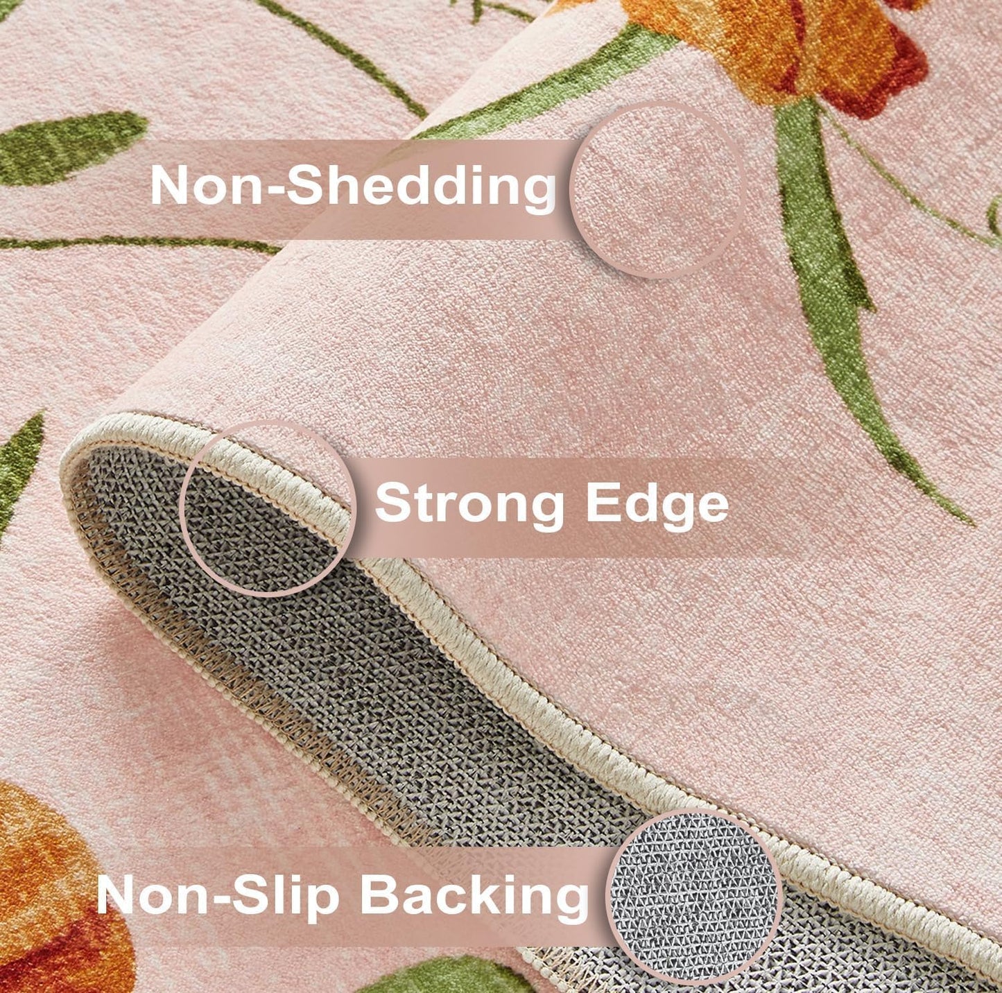 Triohero Bedroom Rug 4x6 Washable Non Slip Area Rug Bohemian Carpet Stain Resistant Spillproof Polyester Floral Area Rug Foldable Pet & Kid Friendly 4x6 Rug for Living Room, Bedroom, Kitchen