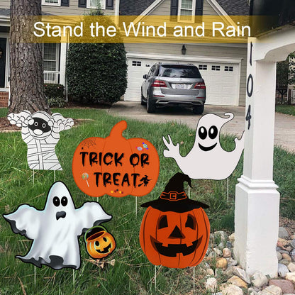 10PCS Yard Signs Halloween Props Pumpkin Ghost Monster Stakes for Decorations Outdoor Lawn Decor