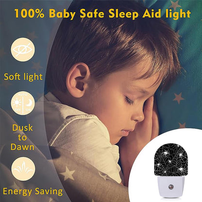 Axxitude Spiders Webs Night Lights Plug into Wall for Girls Boys Room,Night Light LED Lamp Dusk to Dawn Sensor Round Lamp for Bedroom Bathroom Hallway Home Wall Decor Nightlight