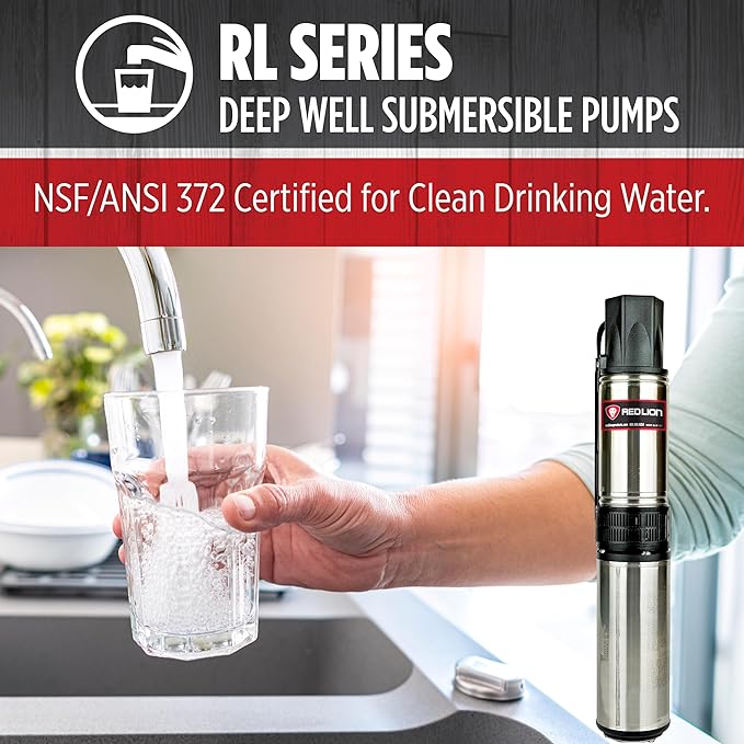 Red Lion RL12G05-3W2V 4-inch Submersible Deep Well Pump with Control Box 1/2 HP, 12 GPM, 3-Wire, 230 Volt, Steel, 14942405